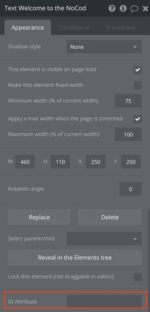 Bubble edit HTML id's - tracking Bubble web forms