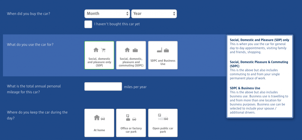 Examples of High-Converting Forms: Compare The Market - Clear Copy & UI Design