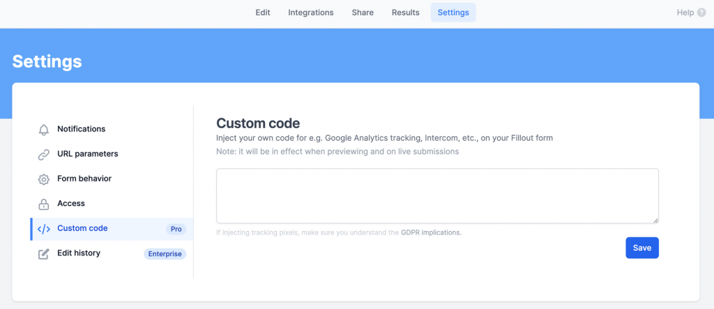 Fillout Forms - track partial entries & form abandonment