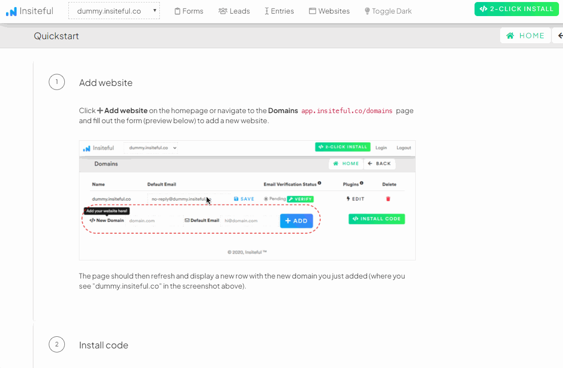 Copy Insiteful tracking code (app.insiteful.co/install) - abandoned form and incomplete submission tracking