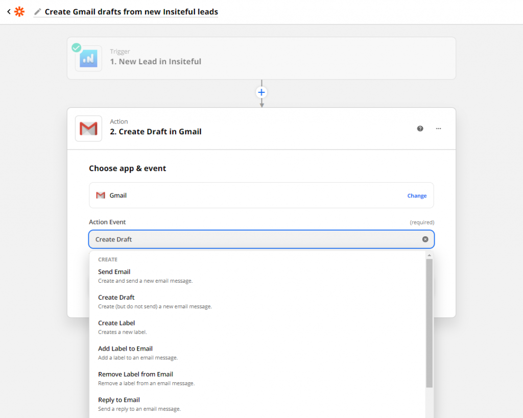 Send auto follow-up from Gmail to abandoned form leads detected by Insiteful (Zapier) - Success