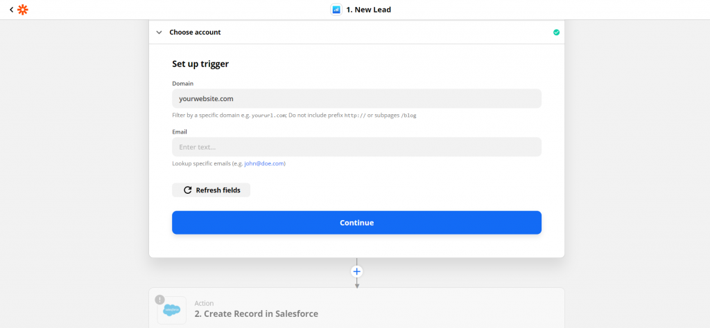 Configure Salesforce sync for Partial Entries & Leads from Forms via Insiteful + Zapier